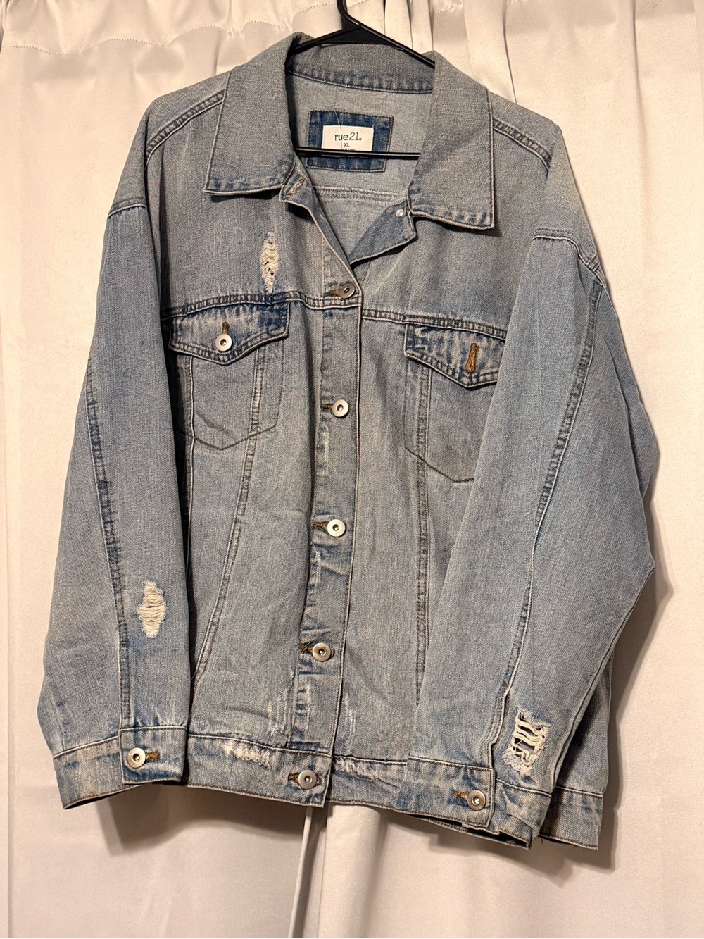 Light Wash Distressed Denim Jacket